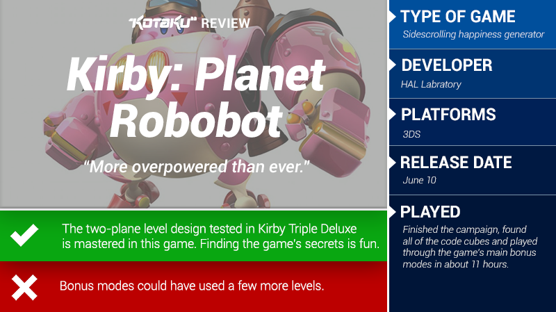 Illustration for article titled Kirby: Planet Robobot: The Kotaku Review